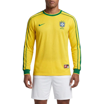 Camiseta retro de Brasil 1998 de manga larga para aficionado