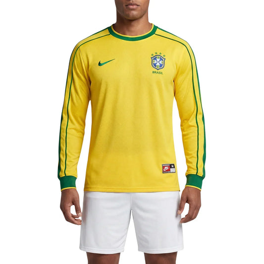 Camiseta retro de Brasil 1998 de manga larga para aficionado