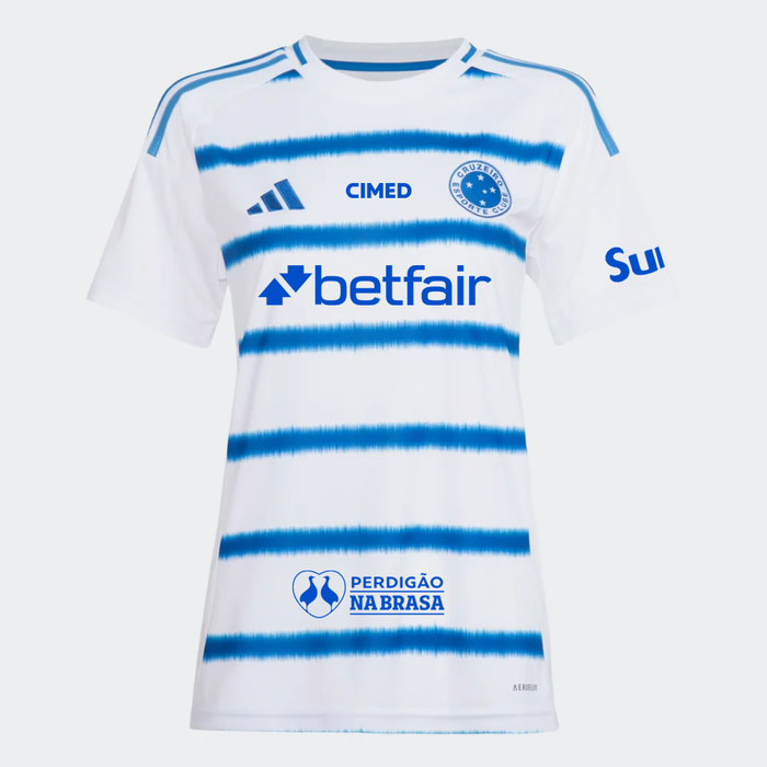 Camisa Cruzeiro II 2025/26 de mujer para aficionada con patrocinadores